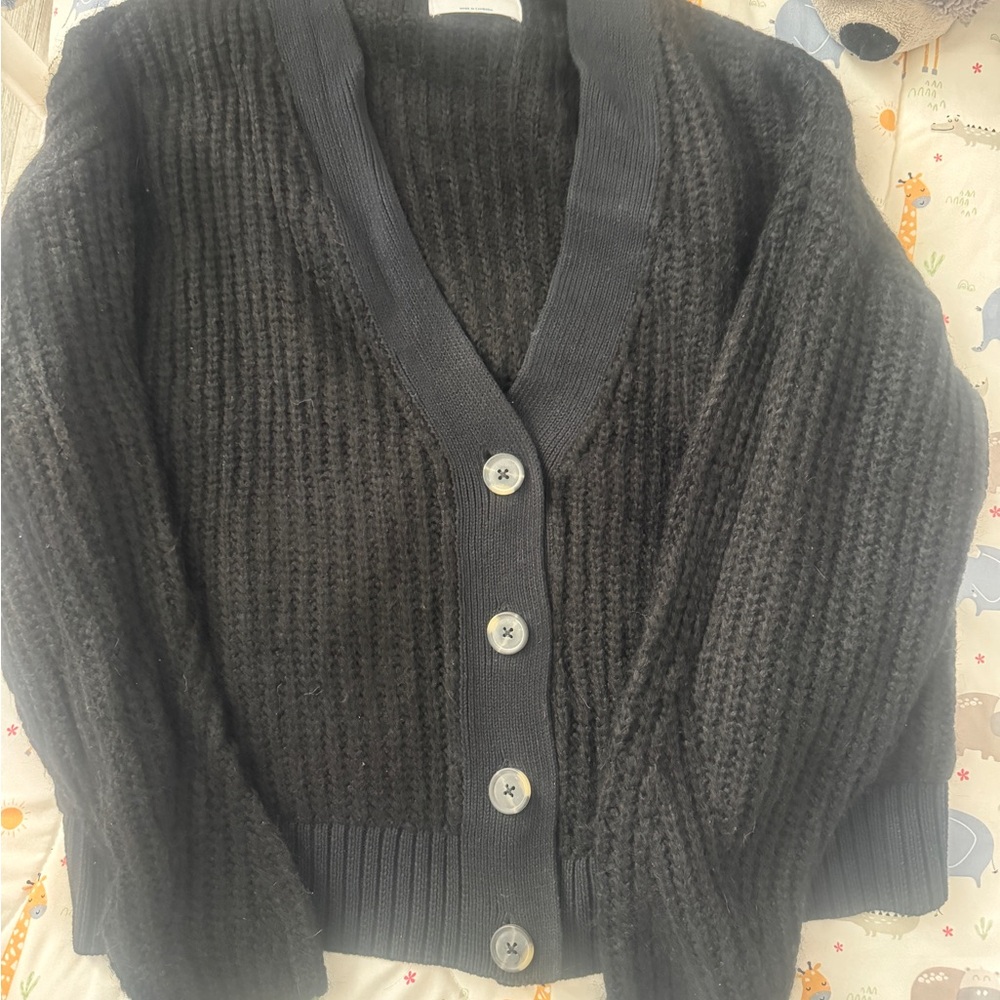 Old Navy Women's Black Ribbed Cardigan